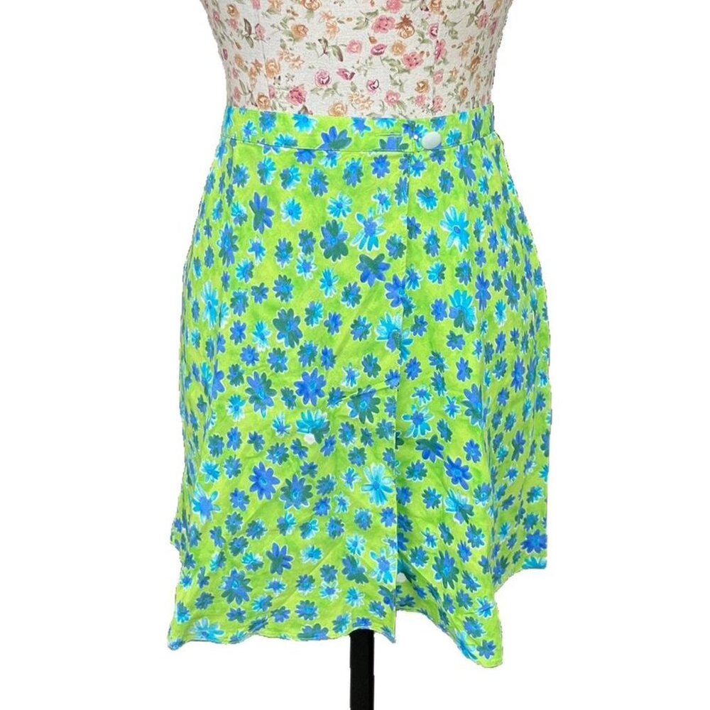 Celia loe additions vintage green floral skirt size 8 but fits like a size small